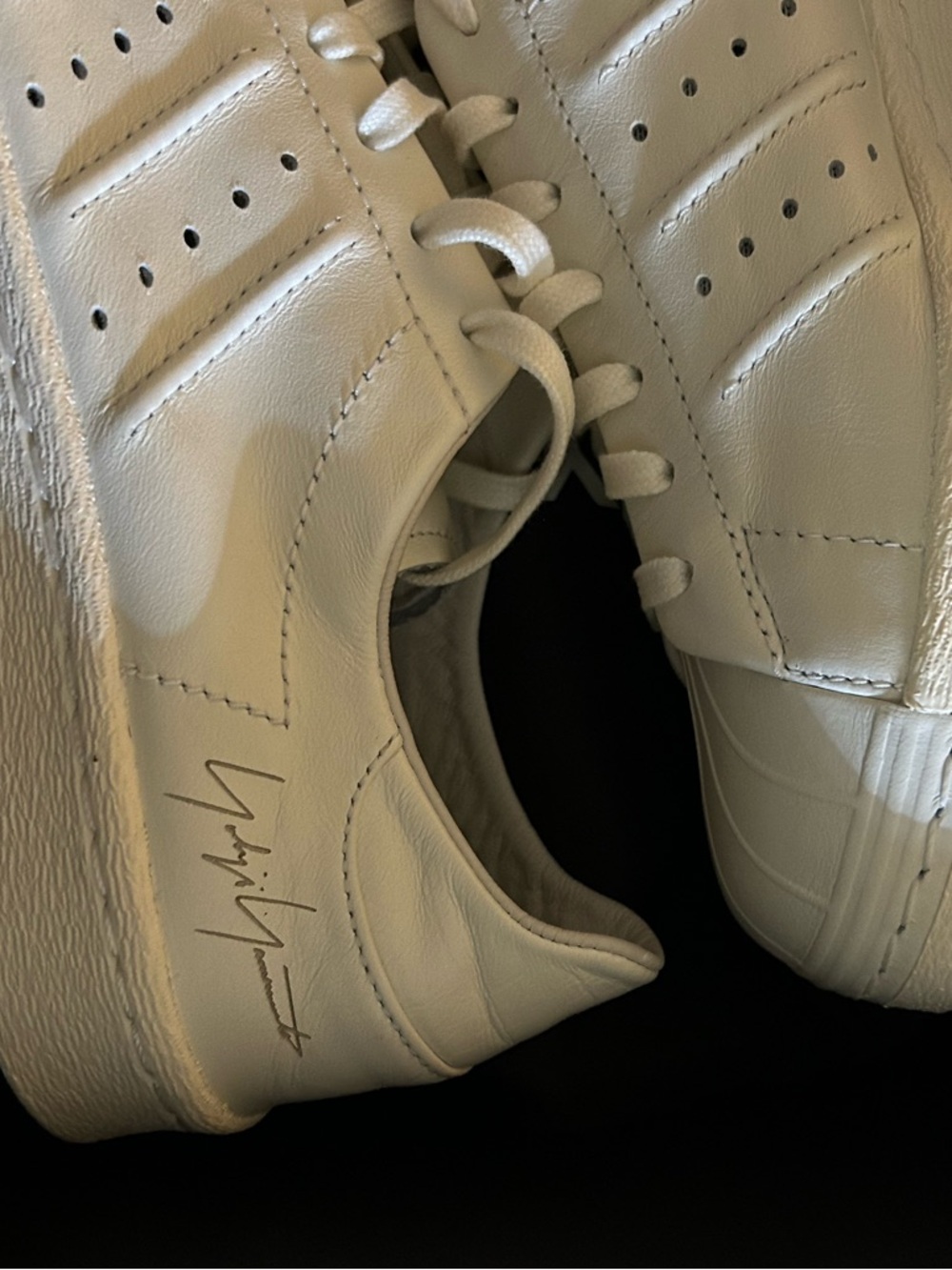 ADIDAS Y-3 SUPERSTAR Yohji Yamamoto White Leather Low-Top Sneakers Size 7 - Picture 10 of 11